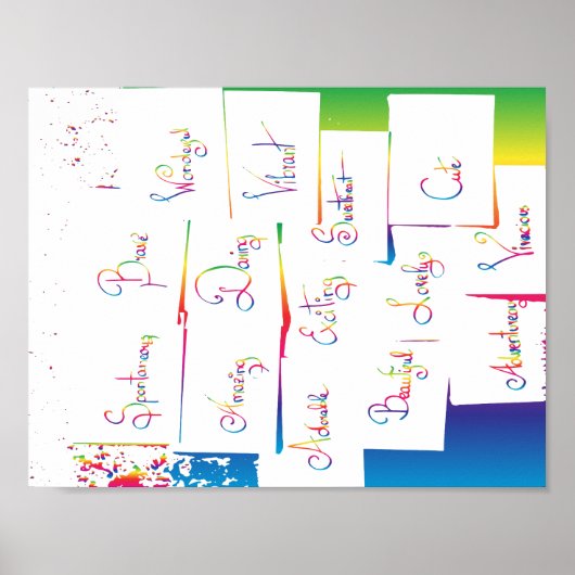 手書カラフルき前向き感動的の単語 ポスター (正面)