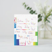 手書カラフルき前向き感動的の単語 ポストカード (スタンド正面)