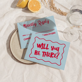 手書カラフルはっきりしたレトロ結婚 出欠カード