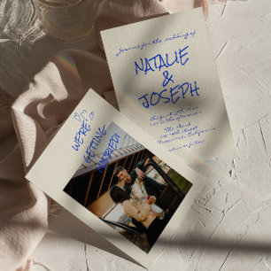 手書カラフルファンキー写真結婚 招待状
