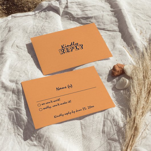 手書カラフルモダンレトロ結婚詳細 出欠カード