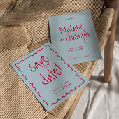 手書カラフルモダン結婚ファンキーレトロ セーブザデート