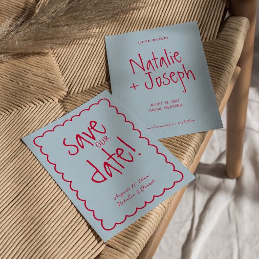 手書カラフルモダン結婚ファンキーレトロ セーブザデート