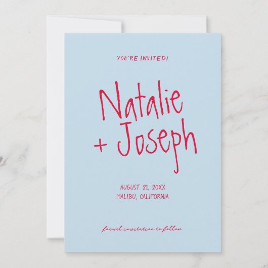 手書カラフルモダン結婚ファンキーレトロ セーブザデート (裏面)