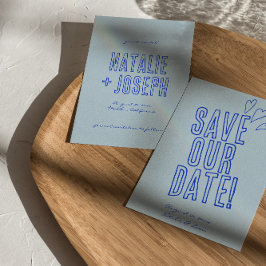 手書カラフルモダン結婚ユニークレトロ セーブザデート