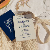 手書カラフルモダン結婚ユニークレトロ 招待状