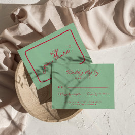 手書カラフルユニーク結婚はっきりしたレトロ 出欠カード