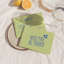 手書カラフルユニーク結婚ファンキーレトロ 出欠カード