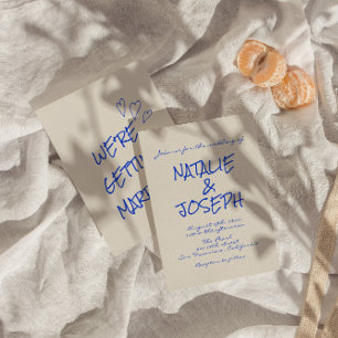 手書カラフルユニーク結婚ファンキーレトロ 招待状