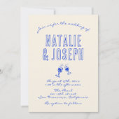 手書カラフル描レトロヴィンテージ結婚式 招待状 (正面)