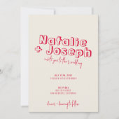 手書カラフル結婚モダンはっきりしたレトロ 招待状 (正面)