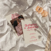 手書カラフル結婚モダンはっきりしたレトロ 招待状