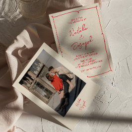 手書カラフル結婚モダン写真 招待状