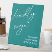 手書コンテンポラリーき「親切な署名」ティール（緑がかった色） 台座サイン (インサイチュ)