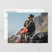 手書スタイリッシュきのスクリプト写真に日付を保存 案内ポストカード (正面/裏面)