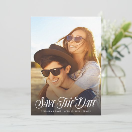 手書スタイリッシュきの写真の日付の保存 セーブザデート (スタンド正面)