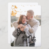 手書スタイリッシュきスクリプパーソナライズされたト写真 セーブザデート (正面/裏面)