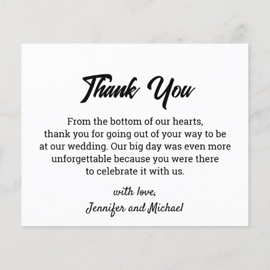 手書スタイリッシュき結婚の3枚の写真コラージカード (裏面)