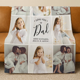 手書パーソナライズされたき愛ユーパパ8 – 写真 フリースブランケット