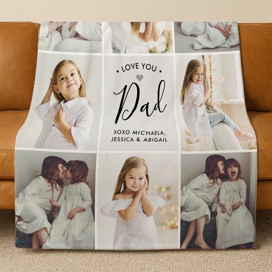 手書パーソナライズされたき愛ユーパパ8 – 写真 フリースブランケット