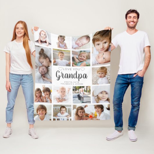 手書パーソナライズされたき愛You Grandpa 15写真 フリースブランケット (インサイチュ)