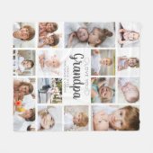 手書パーソナライズされたき愛You Grandpa 15写真 フリースブランケット (正面(横))