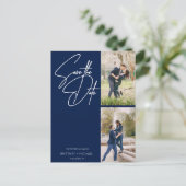 手書ミニマルき写真Collage Navy Blue 案内ポストカード (スタンド正面)