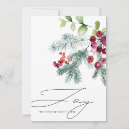 手書モダンきのジョイ冬の緑の写真 シーズンカード