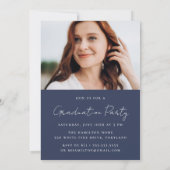 手書モダンきのネイビースクリプト2写真卒業 招待状 (裏面)