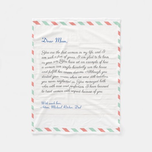 手書モダンきのラブレターメッセージ フリースブランケット (正面)