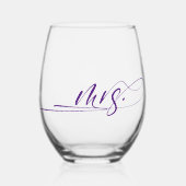 手書モダンきの書道の夫人 ステムなしワイングラス (正面)