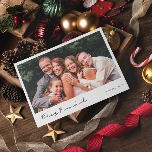 手書モダンきのFeliz Navidad写真 シーズンカード