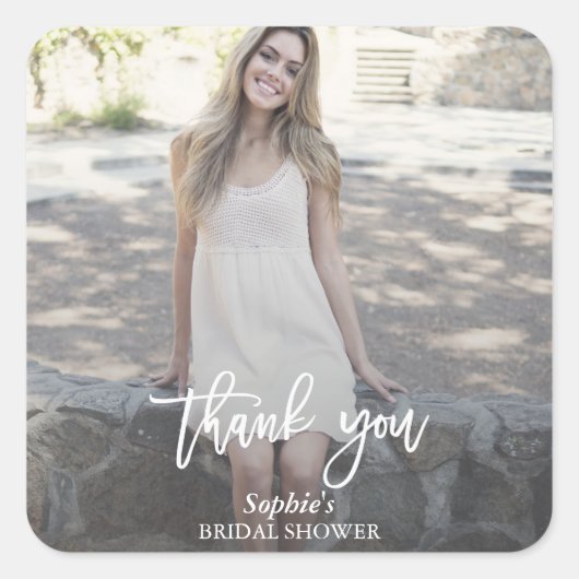 手書モダンきカスタムブライダルシャワー スクエアシール (正面)