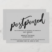 手書モダンきグレー延期結婚のカード 招待状 (正面/裏面)