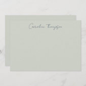 手書モダンきスクリプトのパーソナライズされたセージ名 ノートカード (正面/裏面)