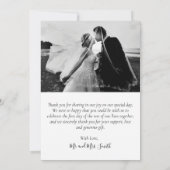 手書モダンきスクリプ結婚トの写真コラージュ サンキューカード (裏面)