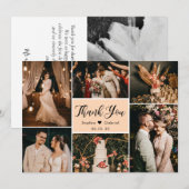 手書モダンきスクリプ結婚トの写真コラージュ サンキューカード (正面/裏面)