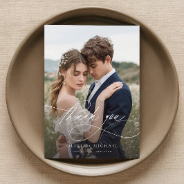 手書モダンきスクリプ結婚トの写真 サンキューカード