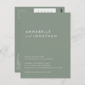 手書モダンきタイポグラフィ結婚のセージ緑色 ポストカード (正面/裏面)