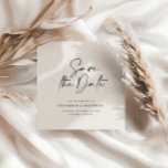 手書モダンきタイポグラフィ結婚発表 セーブザデート<br><div class="desc">上品なモダンタイポグラフィはっきりした結婚式の日付カードを保存する。と、モダンタイポグラフィエレガントとバックストライプのデザイン。色は可能でカスタマイズす。</div>