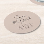 手書モダンきタイポグラフィ結婚発表 ラウンドペーパーコースター (アングル)