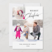 手書モダンきミニマル2写真メリークリスマス シーズンカード (正面)