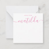 手書モダンき書シンプル道ピンクノートC ノートカード (正面)