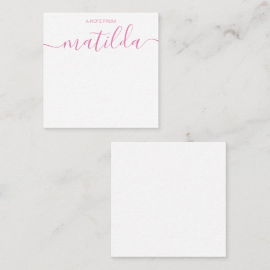 手書モダンき書シンプル道ピンクノートC ノートカード (正面/裏面)