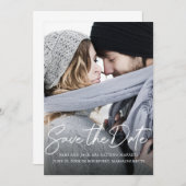 手書モダンき白書写真 セーブザデート (正面/裏面)