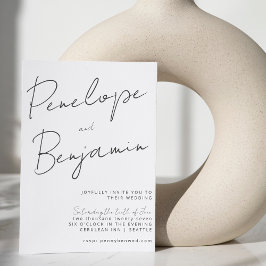 手書モダンき白黒結婚の全てを1つに 招待状