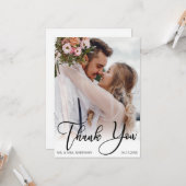 手書モダンき結婚の写真ありがとう カード (正面/裏面インサイチュ)