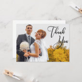 手書モダンき結婚の写真ありがとう カード (正面/裏面インサイチュ)