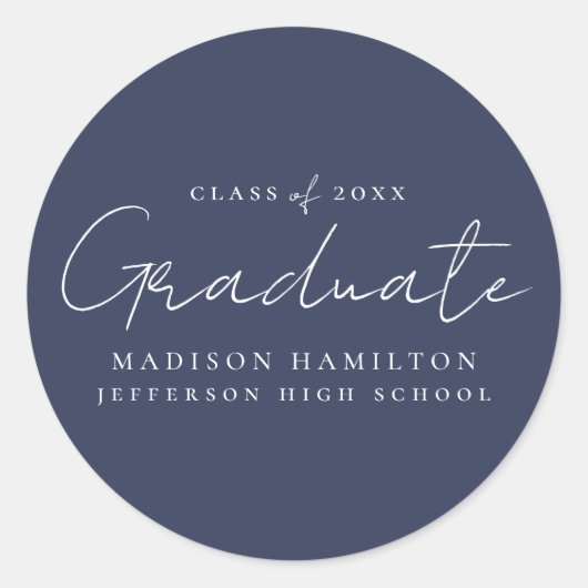 手書モダンき脚本の海軍卒業式 ラウンドシール (正面)