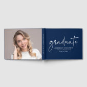 手書モダンき脚本ネイビー写真卒業 ゲストブック (全面)